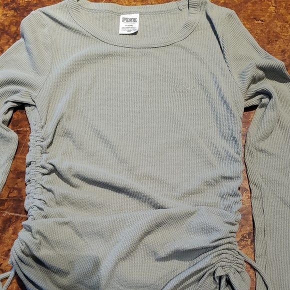 PINK Victoria's Secret Ruched Gray Blouse - Picture 1 of 4